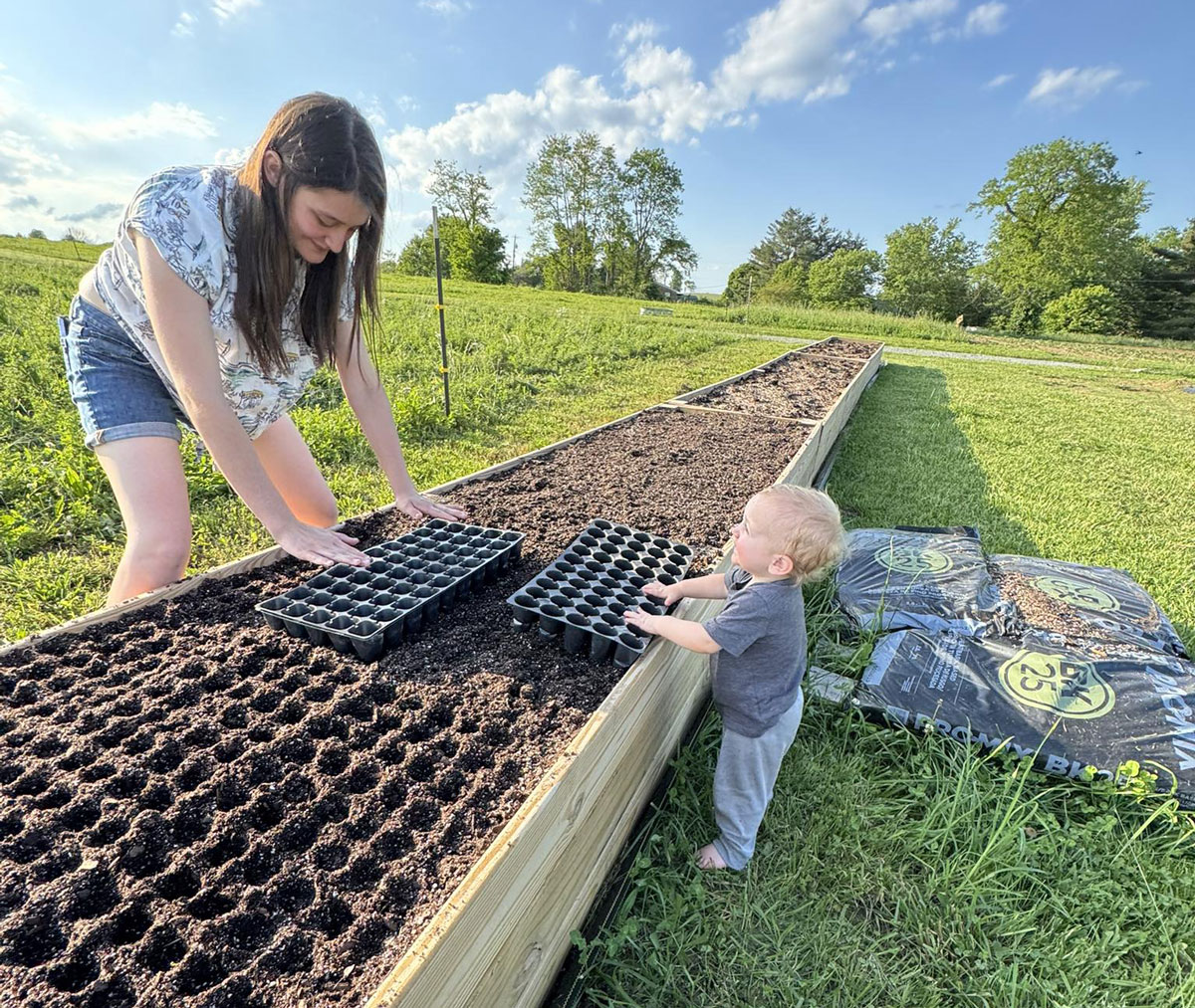 Planting with baby